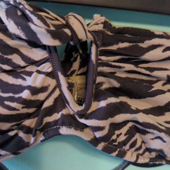 Seafolly Bikini Bandeau Halter Brown Animal Print Underwire 6DD - Picture 2 of 5